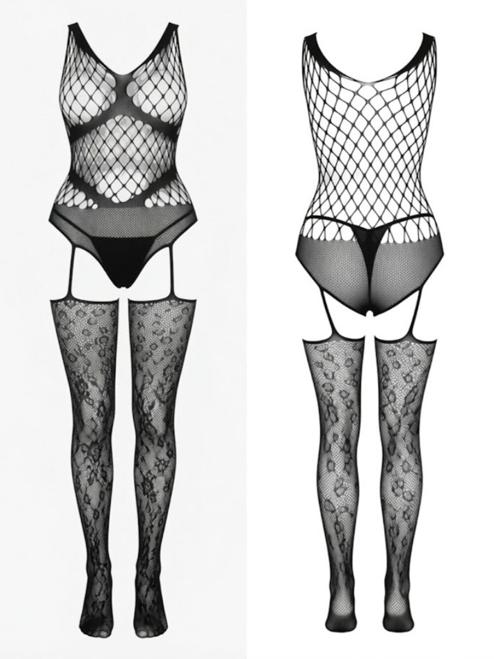 Killer Legs Fishnet Bodystocking Queen Plus Size Thigh High Tights Lingerie 242Q